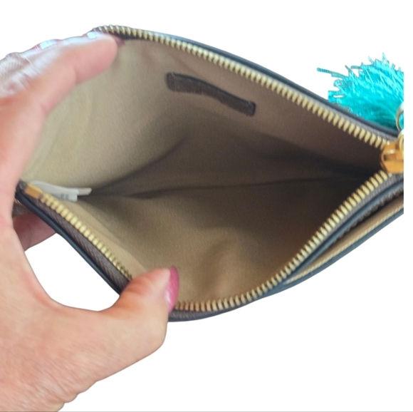 J. Crew Metallic Gold Leather Zip Closure Pouch - Picture 2 of 8